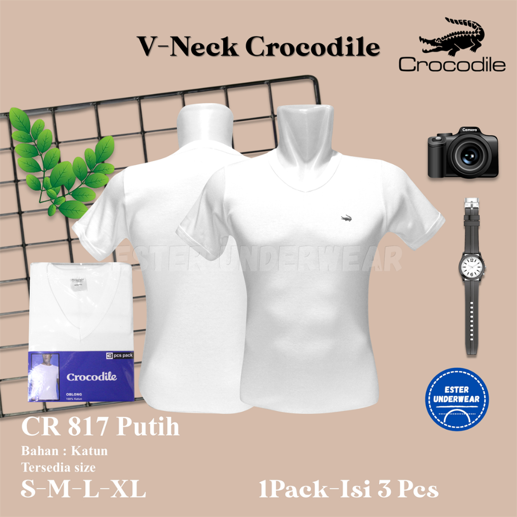 Kaos Oblong Pria Crocodile CR 817 Putih ISI-3 PCS