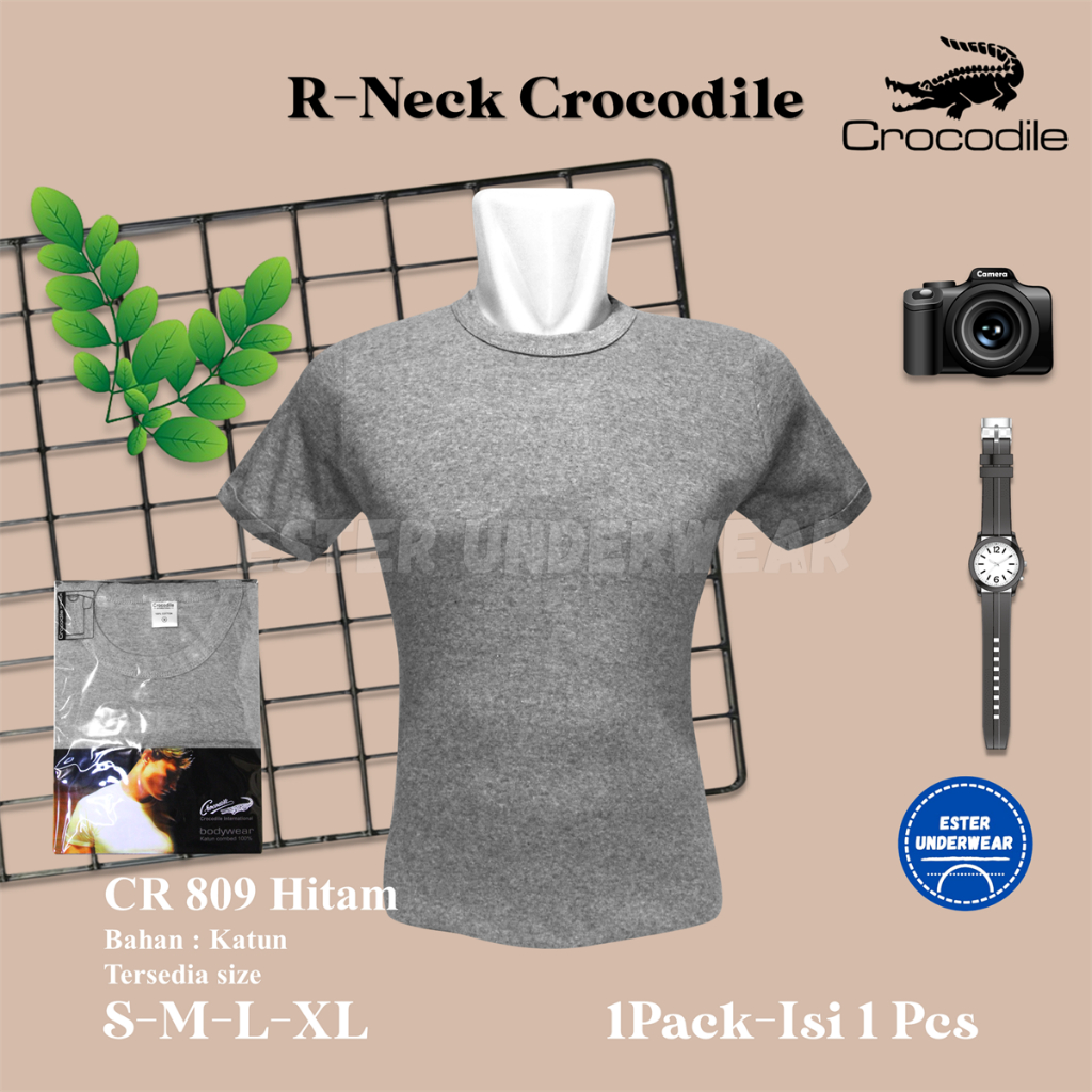 Kaos Dalam Pria CROCODILE O-NECK CR 816 GREY ISI 1PCS