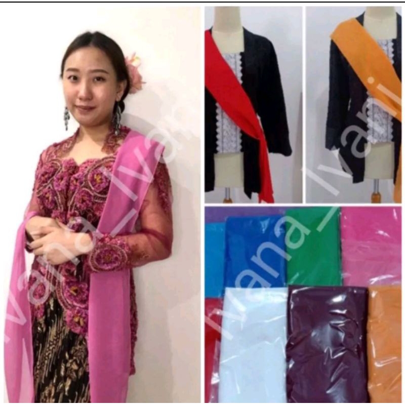 Selendang Kebaya Chiffon polos ,pinggiran neci ,Halus ,Murah  ,-/+23 cm x 2  M