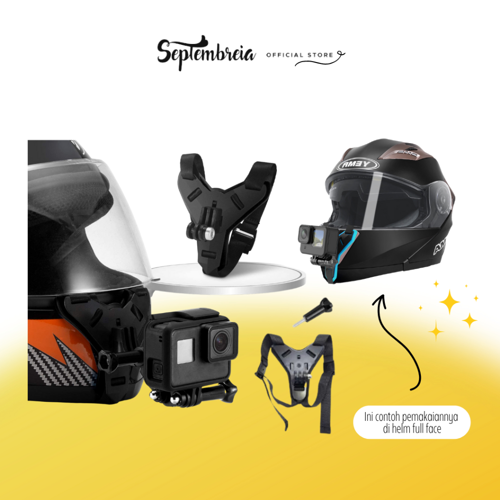 Strap Gopro untuk Helm Mounting Helm Chin Mount GoPro Yi Osmo Action Cam Helmet Strap Mount Action C