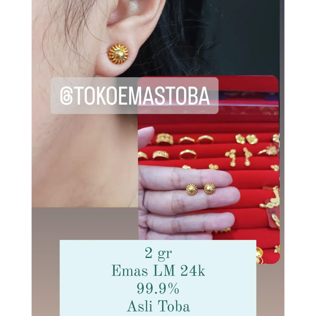 ACC anting fashion wanita/anting emas bunga matahari/anting emas toba/emas 24k 99.9% 2gram