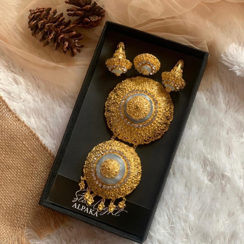 Set bros abstrak tumpuk 2 / aksesoris bros / aksesoris kebaya / alpaka bali / premium