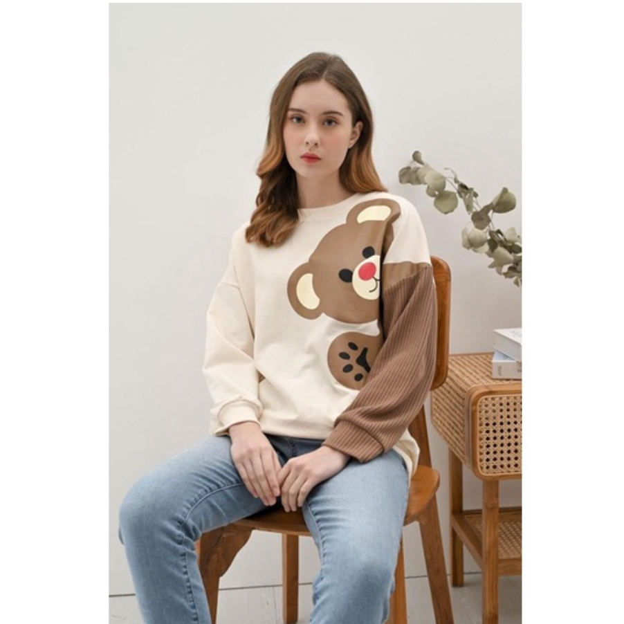 SWEATER WANITA TANGAN PANJANG BEAR - FREE MASKER