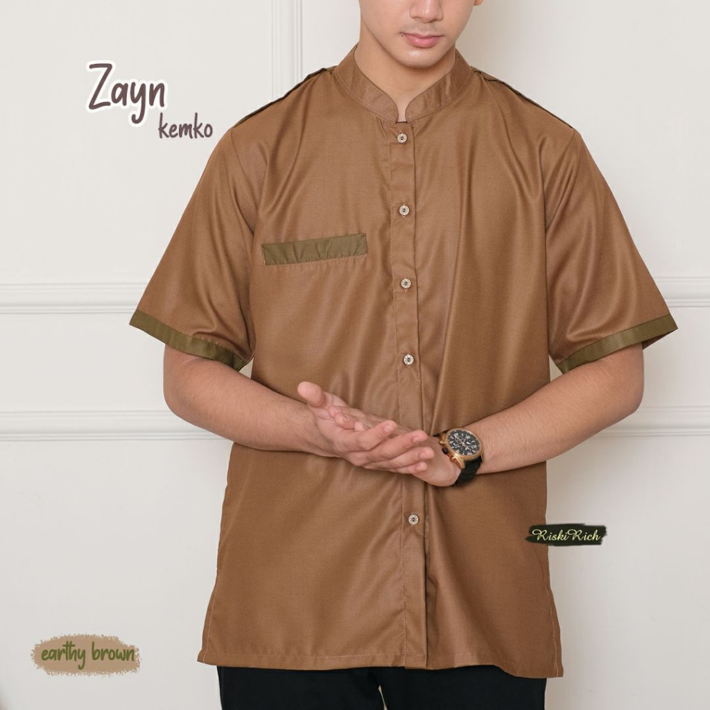 Riskirich Zayn Kemko Kemeja Koko Dewasa Lengan Pendek Bahan Katun Toyobo Super Nyaman