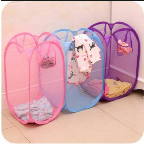 Keranjang Baju Kotor Tas Laundry  Keranjang Baju Mini Kartun Jaring 28 cm × 24.5 cm × 40 cm