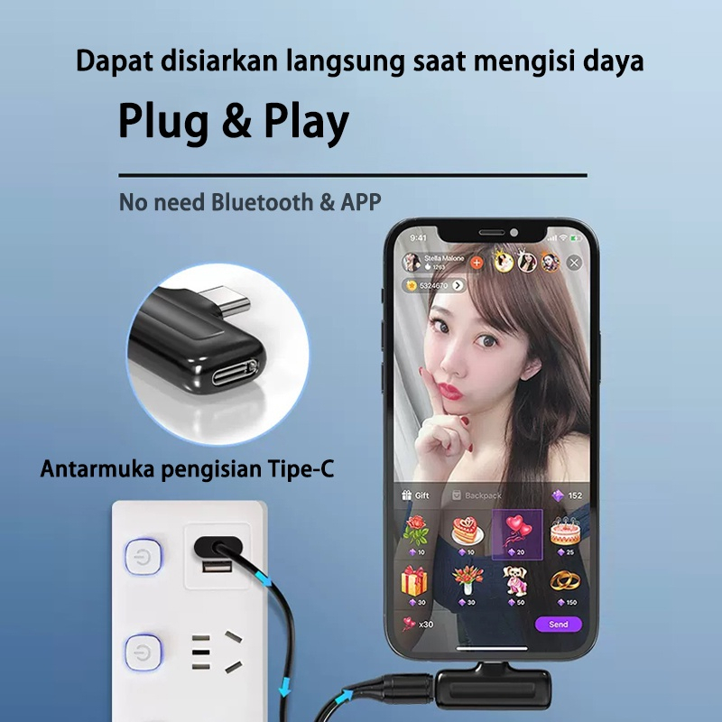 Wireless Dual Lavalier Microphone Plug &amp; Play Lapel Mic with Charging Case Mikrofon for TikTok YouTube Facebook Live Stream Vlog