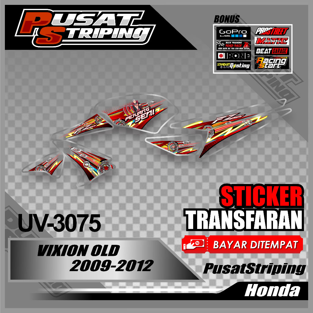 [COD] Striping Transparan Motor Vixion Old 2009-2012 Variasi Pejuang Seni