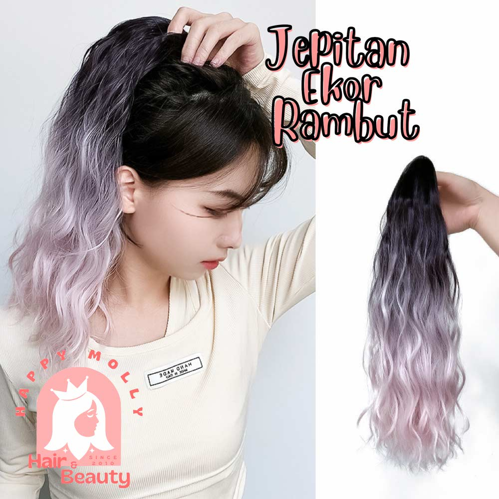 Hair Clip Ponytail Wig - Jepit Rambut Kuncir Ekor Kuda Fashion Wanita Korea - Curly - Hair Extension W8234 ( Group )