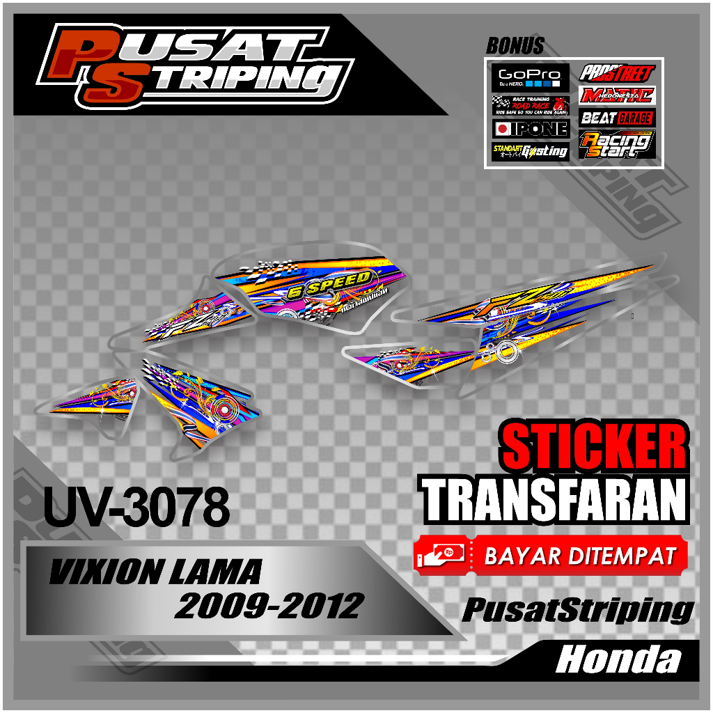 Scotlet Transparan Variasi Vixion Old Desain 6 Speed Thailand // Striping Vixion Old 2009-2012