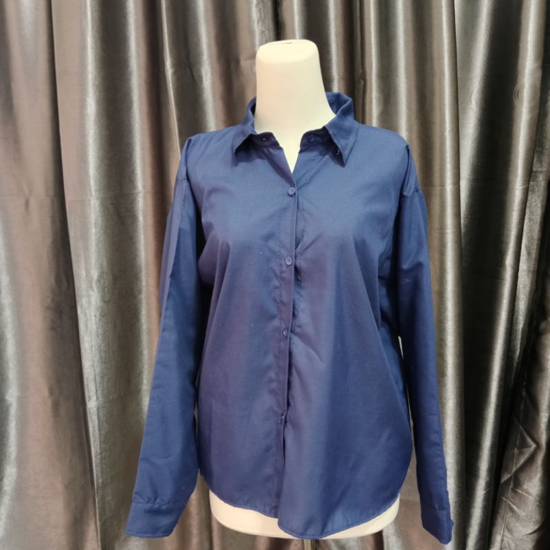 BAJU WANITA KEMEJA POLOS CASUAL LENGAN PANJANG