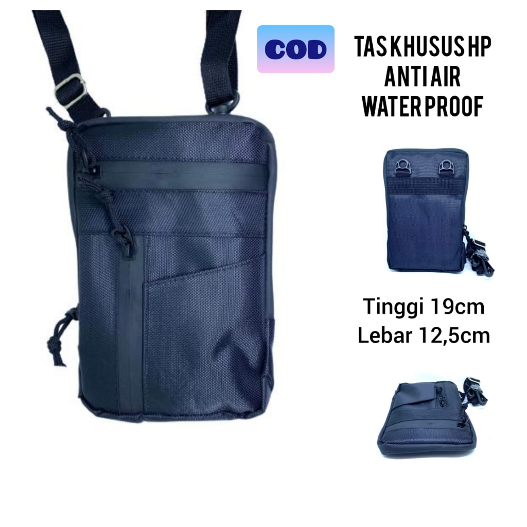 Tas Hp Bahan Kanvas Murah Anti Air Watter Proof Terjangkau Warna Hitam Kekinian