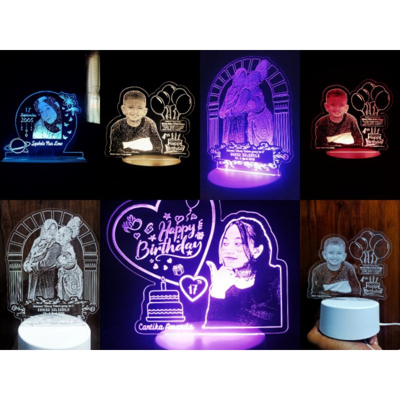 lampu hias lampu akrilik lampu led custom kado hadiah bisa request foto sendiri