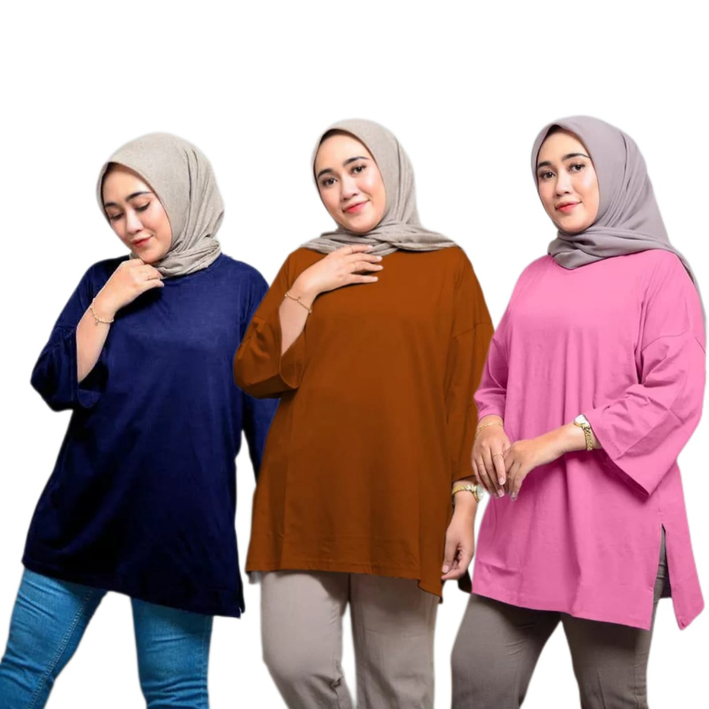 Charyatink - Atasan Tunik Polos Wanita Bahan Bebyterry Up to XXL