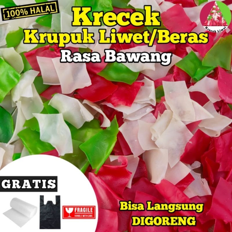 

krecek krupuk liwet/beras rasa bawang berat 1000gram/1kg