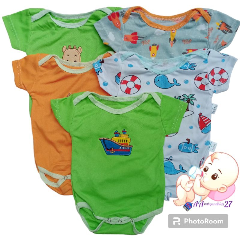 1Pak isi 5PC Jumper Bayi 5 in 1 Lengan Pendek-Baju Kodok Bayi Isi 5 Pc-Jumper 3-12 bulan