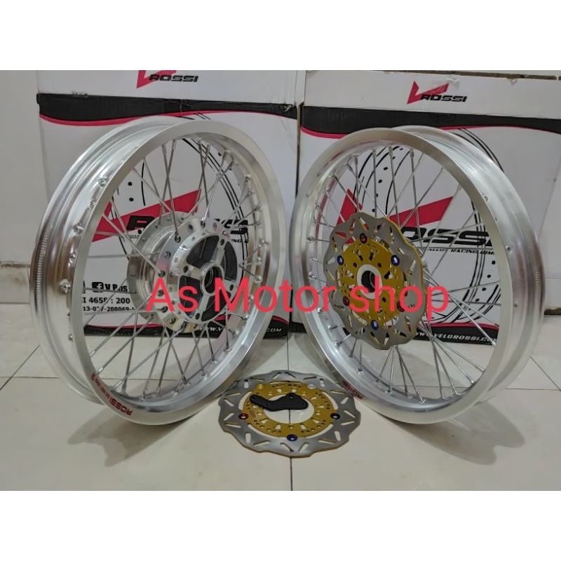 VELG SET ROSSI 185 215 RING 17 TROMOL SET NINJA 150R SS NINJA 150RR FREE CAKRAM DEPAN BELAKANG