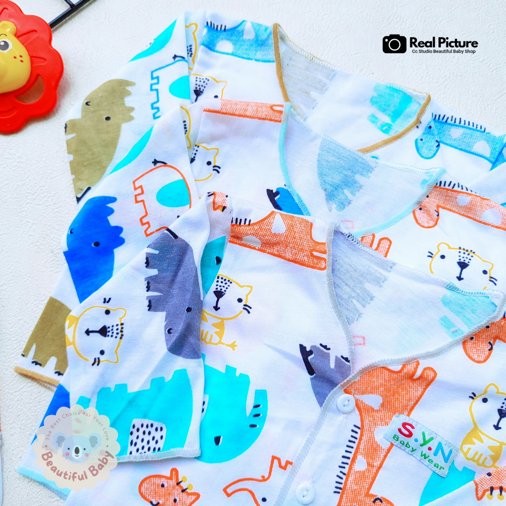 Baby.ou - 3 Stel Setelan Baju Bayi Baru Lahir Tangan Panjang Celana Panjang Usia 0 sd 3 Bulan Motif Elephant - Setelan Baju Bayi Newborn Panjang Abu - Celana Panjang Bayi Baru Lahir