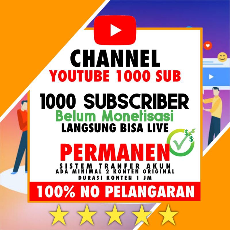 CHANNEL YOUTUBE 1000 SUBSCRIBE BELUM MONETISASI - PERMANEN NON DROP BERGARANSI