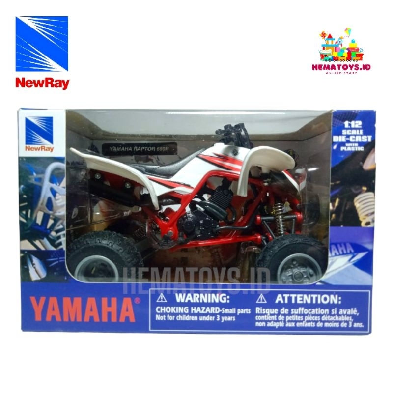 Diecast Motor ATV Yamaha Raptor 660R 1:12 NewRay 42923 Miniatur ATV Pajangan Koleksi Mainan Anak