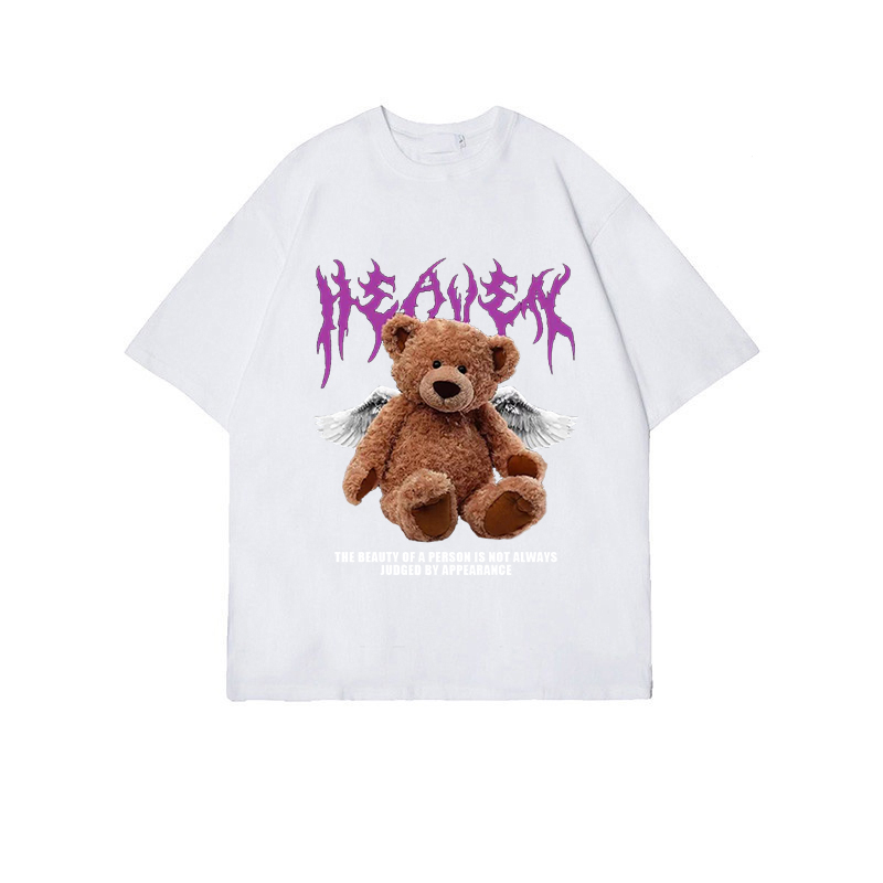 Kaos Atasan Wanita Lengan Pendek Oversize Bear Printed T-shirt Baju Wanita Kekinian Korean Style 001