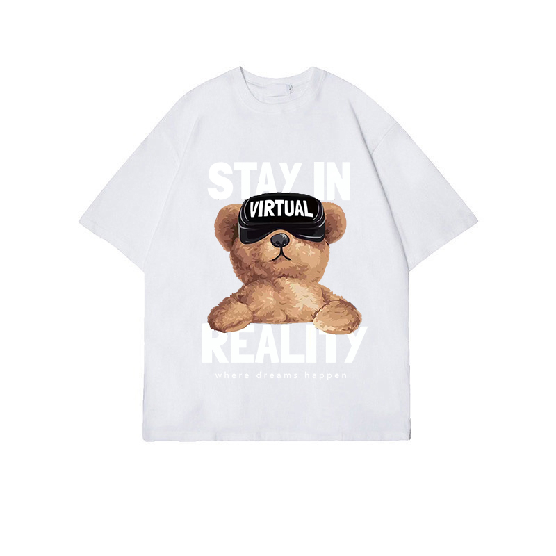 T shirt american retro kaos Cute Bear oversize baju korean style wanita ootd