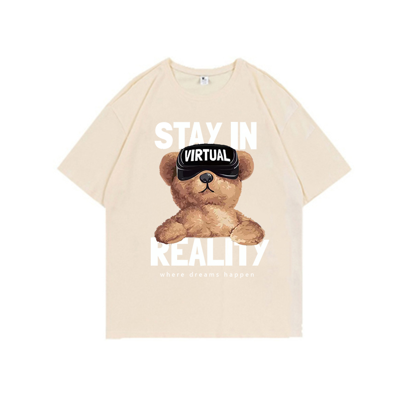 T shirt american retro kaos Cute Bear oversize baju korean style wanita ootd