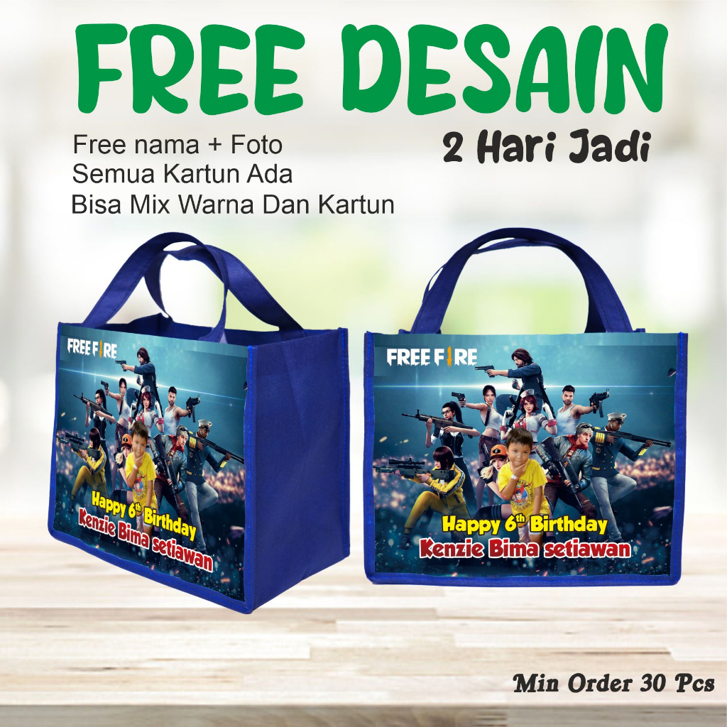 

TAS SOVENIR MUAT BOX KFC GAMBAR FREE FIRE/PEMBUNGKUS ULANG TAHUN/TAS GOODIE BAG MURAH