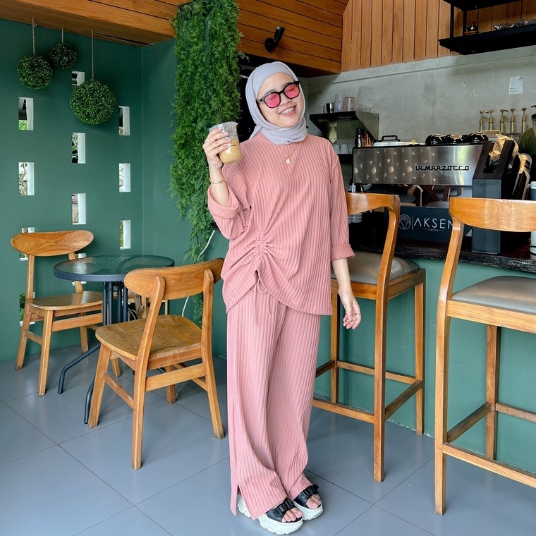 ORTWO - FST ABELLA SET POLOS KEKINIAN / ZIVA ONE SET HORNET KNIT / BAJU SET WANITA / STELAN WANITA K