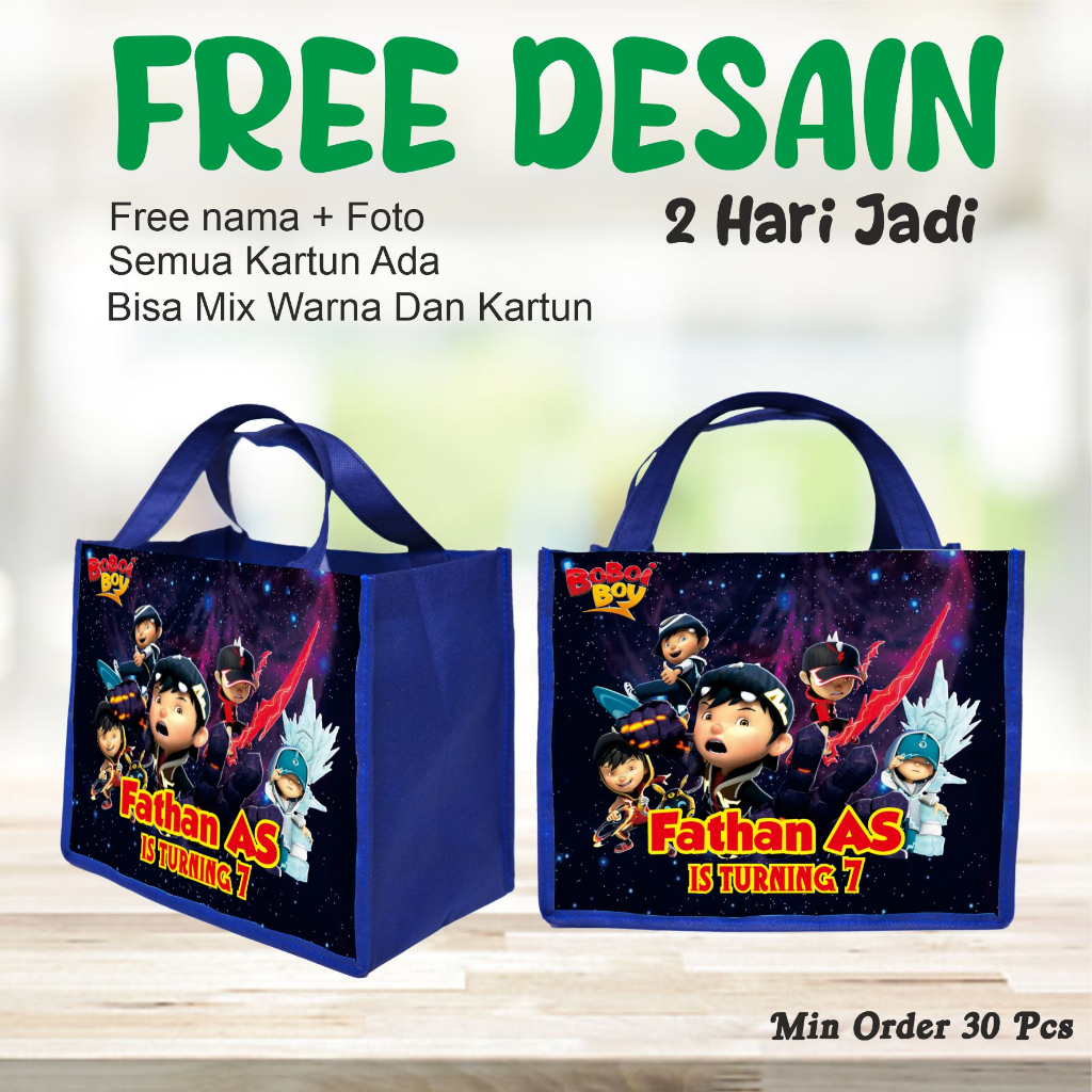 

TAS JINJING BOBO BOY/GOODIE BAG FREE DESAIN FOTO DAN NAMA/MUAT BOX KFC/PEMBUNGKUS KADO