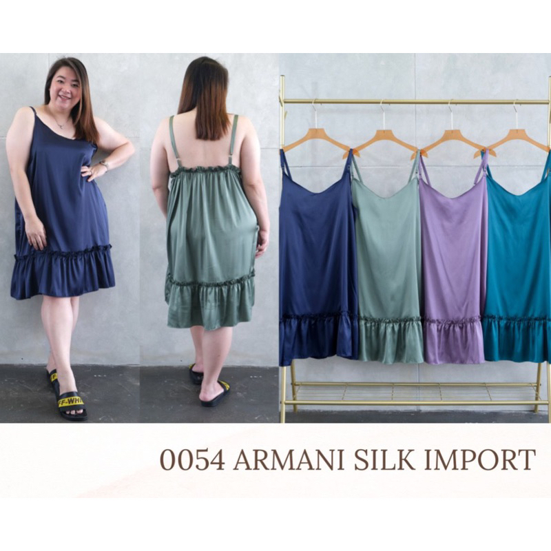 JUMBO 0054 NEOLA SLEEP DRESS BIGSIZE MATERIAL ARMANI SILK IMPORT FIT TO XXL MIDIDRESS