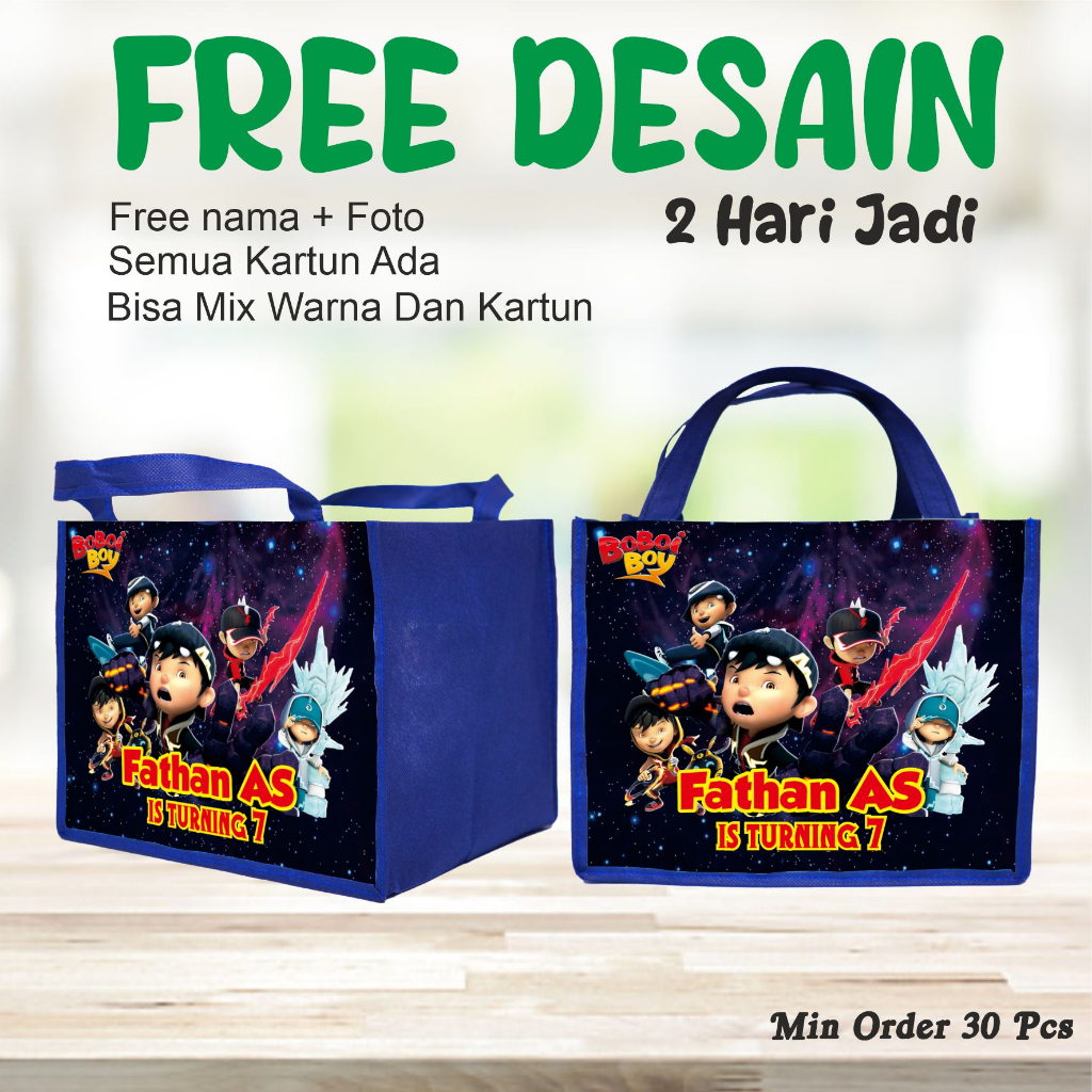 

TAS BENTO BERGAMBAR BOBOY/GOODI BAG/TAS ULANG TAHUN/TAS ULANG TAHUN ANAK