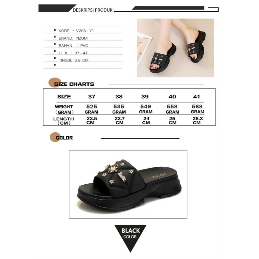 Sandal Wedges Wanita l Sendal Wanita Fuji | Sendal Jelly Wanita Hak Tinggi Yizumi | V208-Y1