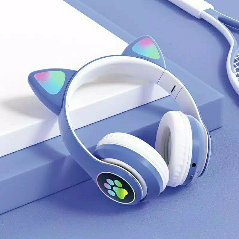 HEADSET BLUETOOTH BANDO GAMING MOTIF TELINGA KUCING HEADPHONE CAT IN EAR - MZ023