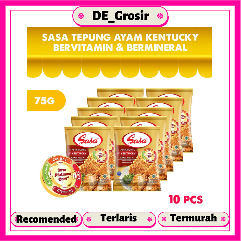 

Sasa Tepung Ayam Kentucky Bervitamin & Bermineral 75gr Dapat 1 Renceng Isi 10 Pcs