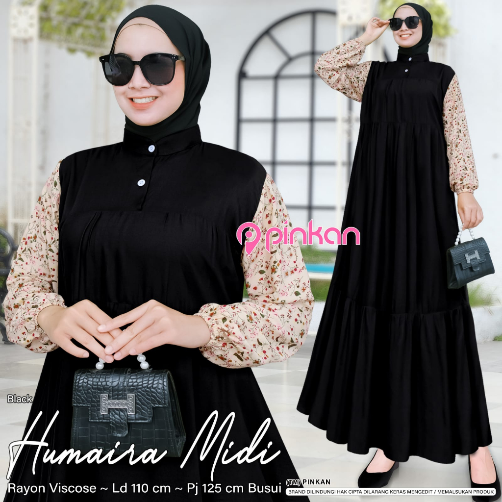 HANA MIDI gamis motif terbaru original by pinkan