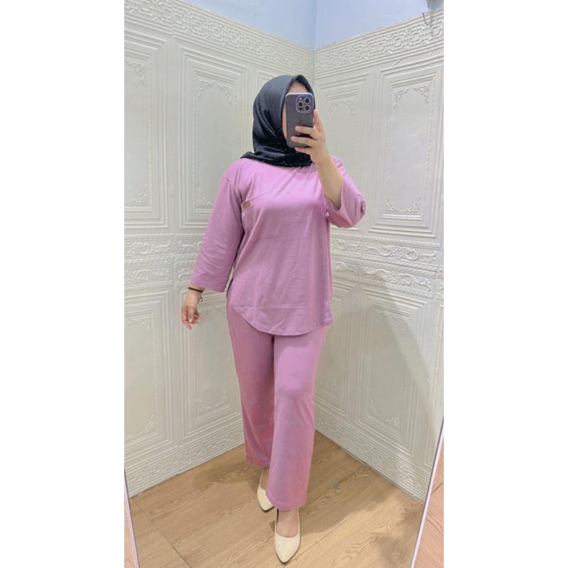 original pojee oneset oval polos setelan wanita premium bahan katun combed 20s cocok untuk kerja