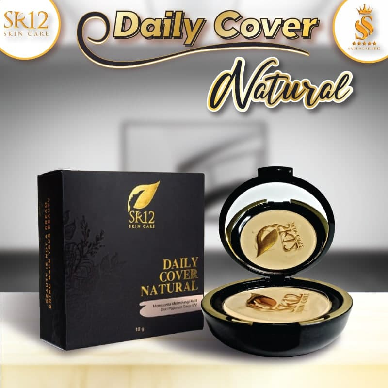 Bedak Padat SR12 BPOM Daily Cover Natural  Bedak Menutupi Bekas Jerawat Flek hitam Bedak Tahan Lama Original