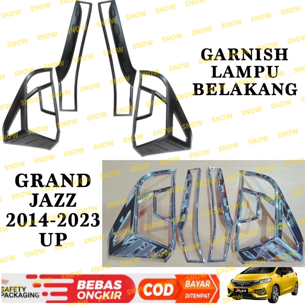 Garnish Lampu Belakang Grand All New Jazz GK5 2014 2017 2021 2022 2023 Hitam Chrome