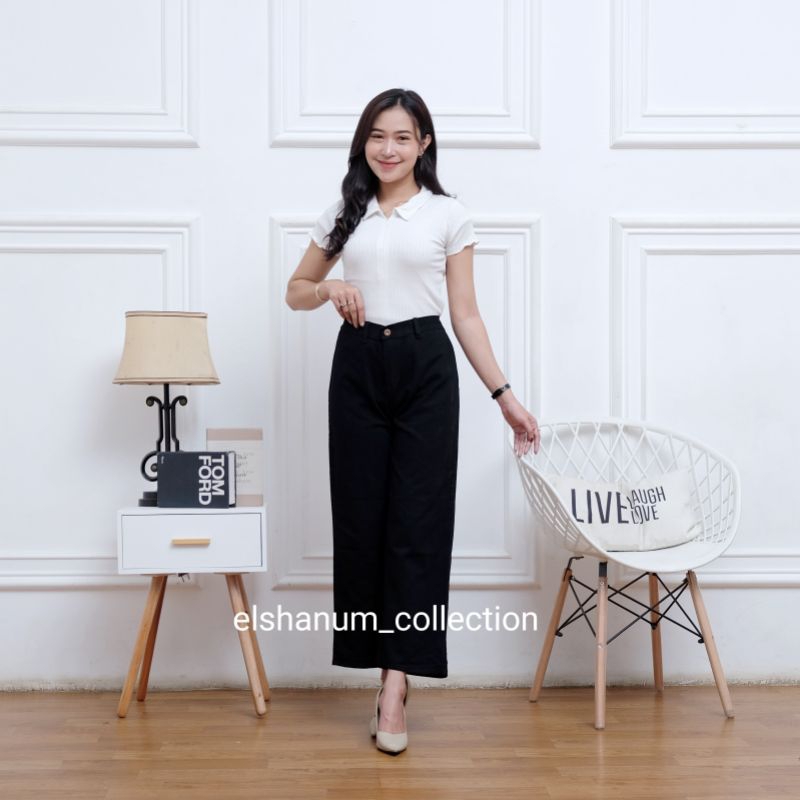 CELANA WANITA KULOT JEANS HIGHWAIST PANJANG KEKINIAN