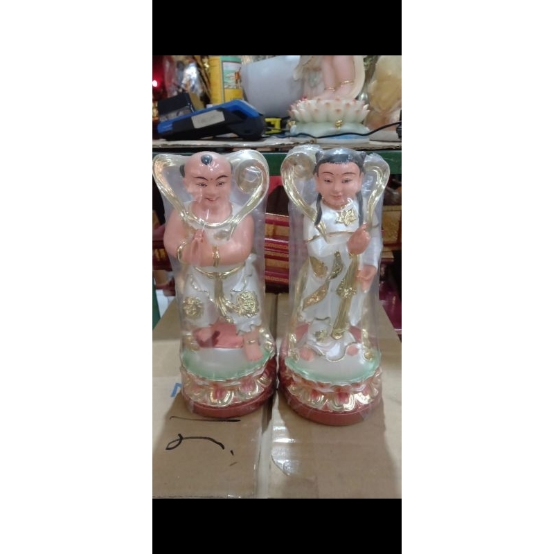 patung pengawal anak dewi kwan im fiber 8 inch