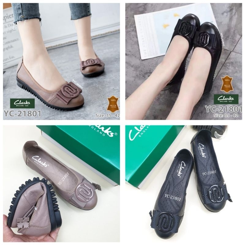 Sepatu Wanita Clarks flat 21801 / Clarks flat logo / Clarks flat pita