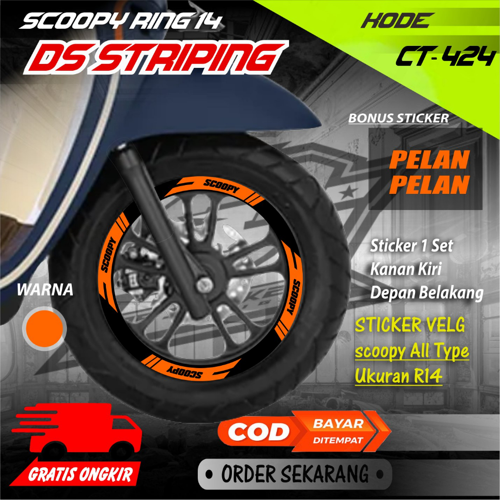 Ct-424 Cutting Stiker Variasi Velg Motor Scoopy Ring14