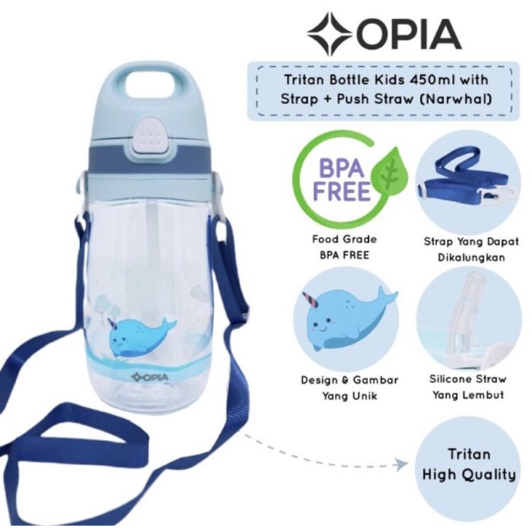 OPIA TRITAN BOTTLE KIDS WITH STRAP 450ML (BOTOL MINUM ANAK)