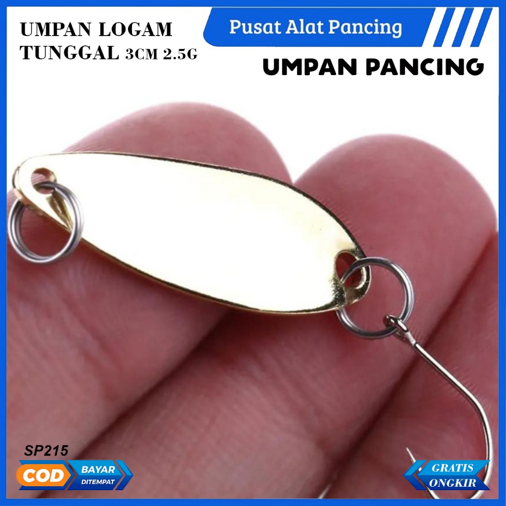 Umpan Pancing Logam SP215 Pemutar Sendok Logam 3Cm 2.5G Gaya Baru dengan Kait Tunggal