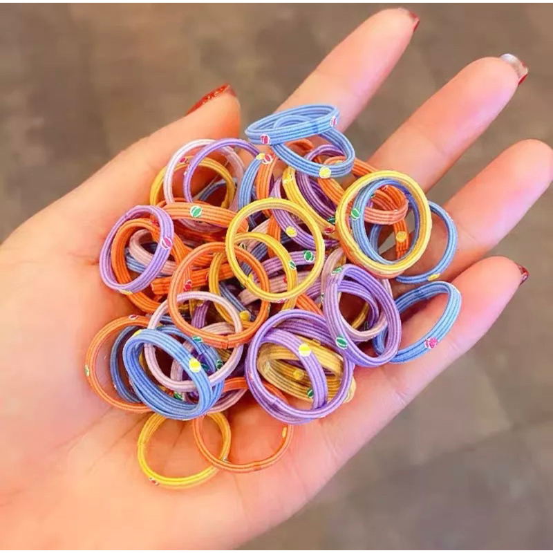 60PCS ! Karet Rambut Anak Perempuan Elastisitas tinggi anak-anak tidak melukai karet gelang rambut /  Ikat Rambut Karet Polos Elastis Gaya Korea / Karet Gel