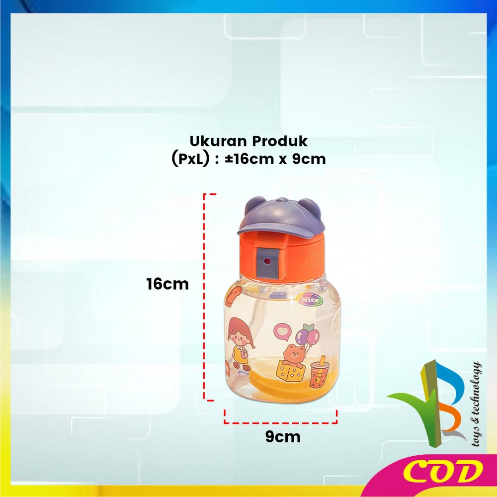 RB-C827 Botol Minum Anak Karakter BPA FREE Motif Topi 580ML dengan Sedotan / Tempat Minum Lucu dengan Pegangan Silikon Anak Tumbler Portable Food Grade