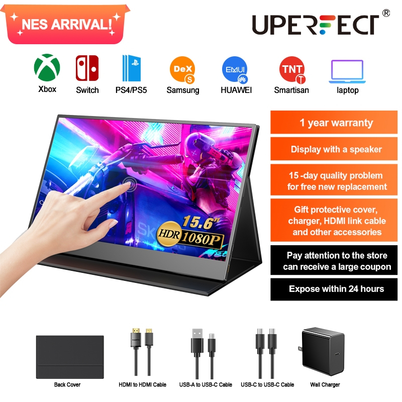 UPERFECT 15.6 inch portable monitor 1080P 60hz 1920*1080 touchscreen display IPS gaming monitor for 