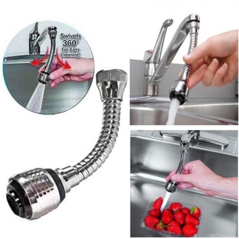 Sambungan Kepala Kran Keran Air Panjang Turbo Fleksibel Putar Shower Saringan Alat Penyambung Ujung Kepala Kran Cuci Piring Tangan Wastafel Wastapel Flex Faucet 360 Derajat Anti Splash ART70