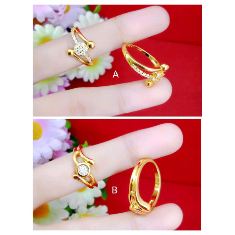 cincin bulat zicron 3 lapis emas 24k