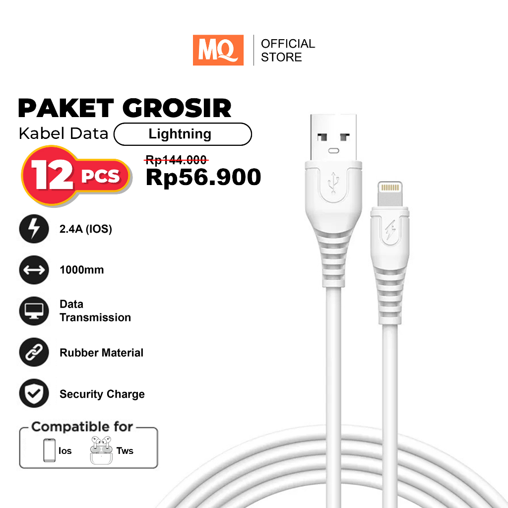 [PAKET GROSIRAN] MQ USB Kabel Lightning 12 Pcs Fast Charge Cable
